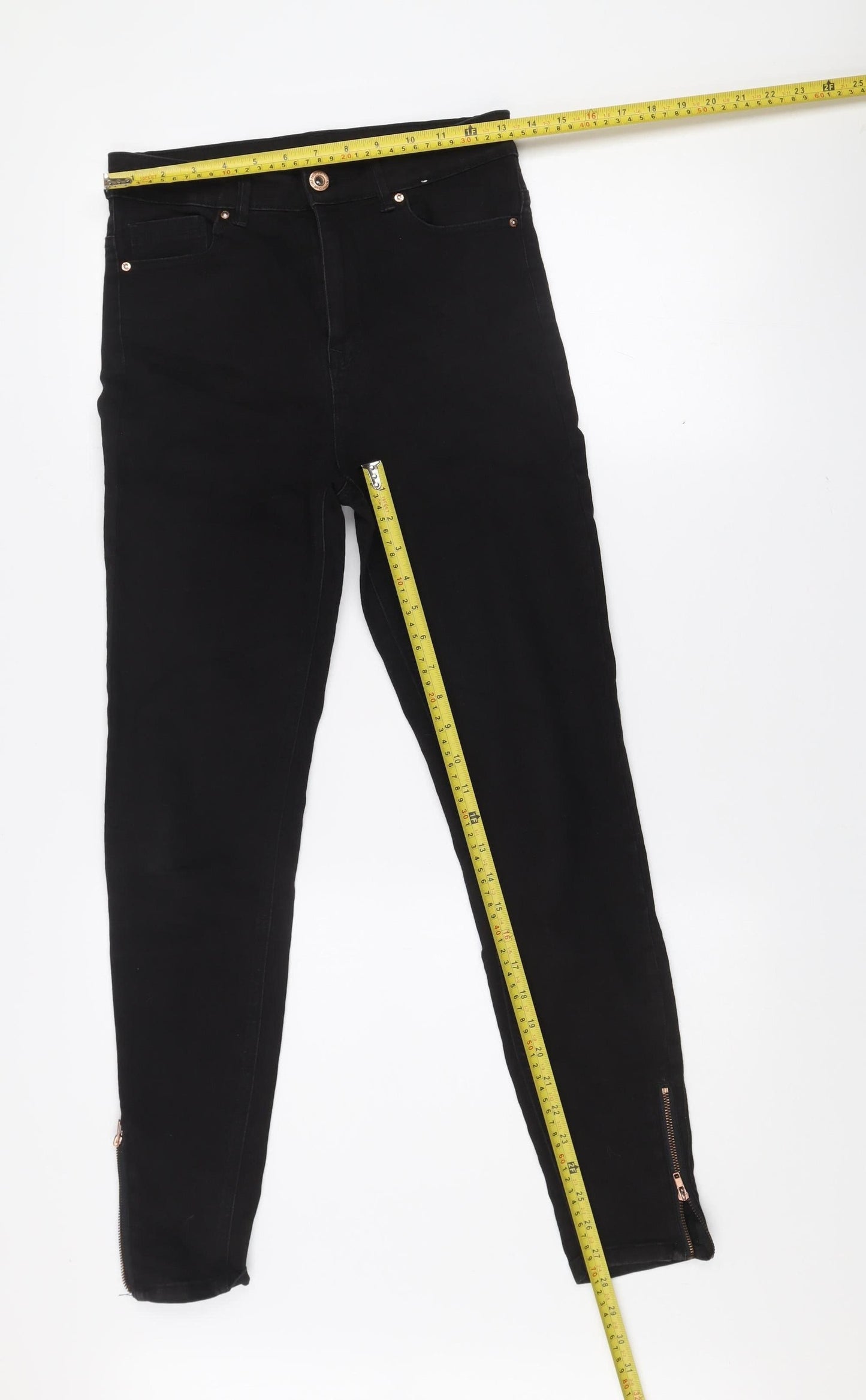 Denim Co. Women's Black Skinny Jeans Size 10 Ankle Zip Stretch