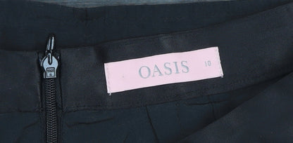 Oasis Women Black Floral Embroidered A-Line Knee Length Skirt Size 10