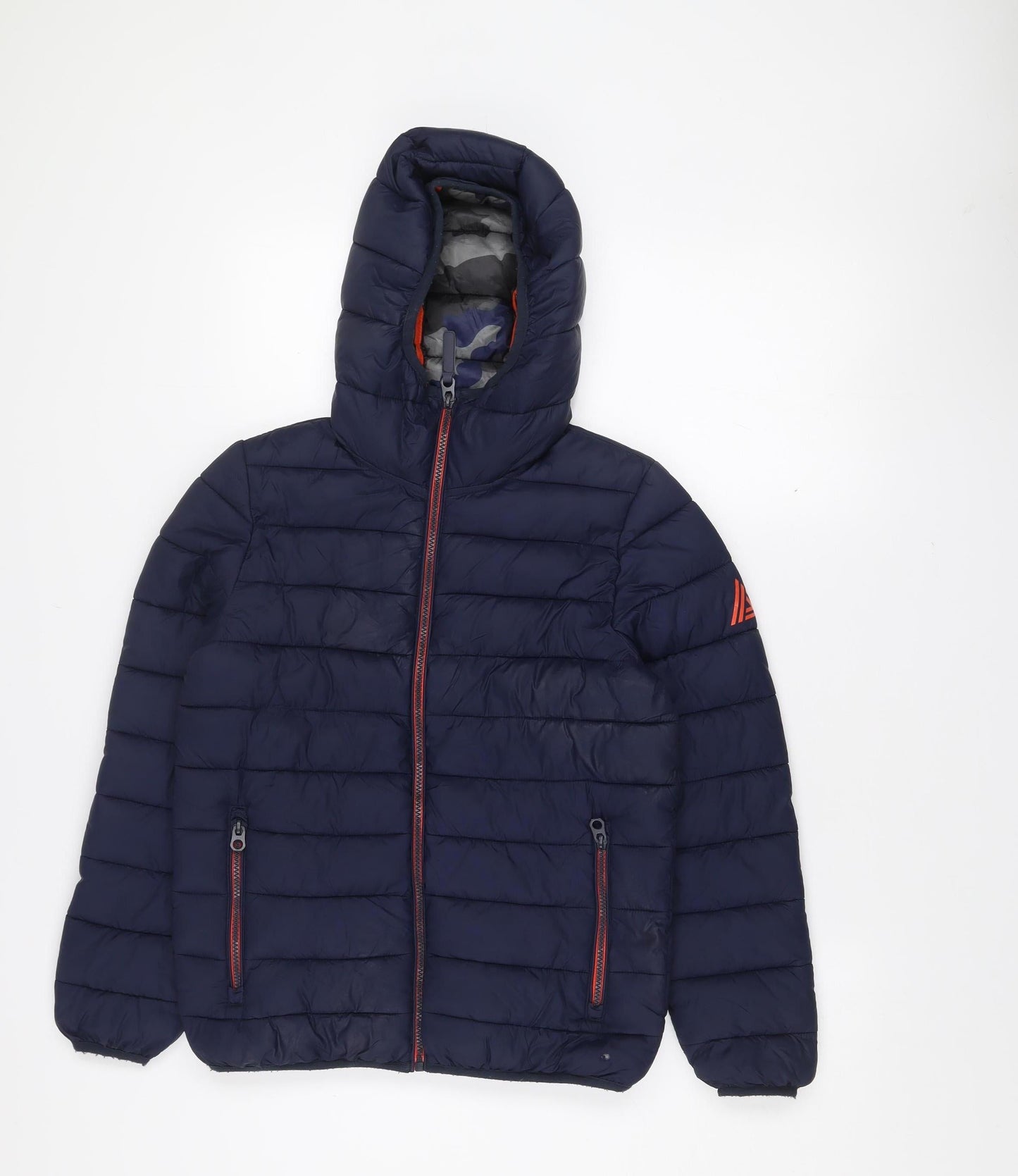 Next Boys Blue Hooded Puffer Jacket 11 Years Nylon Winter Coat