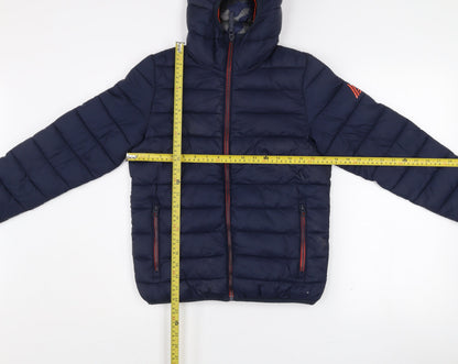Next Boys Blue Hooded Puffer Jacket 11 Years Nylon Winter Coat