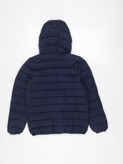 Next Boys Blue Hooded Puffer Jacket 11 Years Nylon Winter Coat