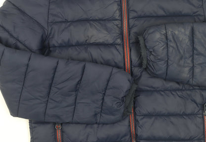 Next Boys Blue Hooded Puffer Jacket 11 Years Nylon Winter Coat