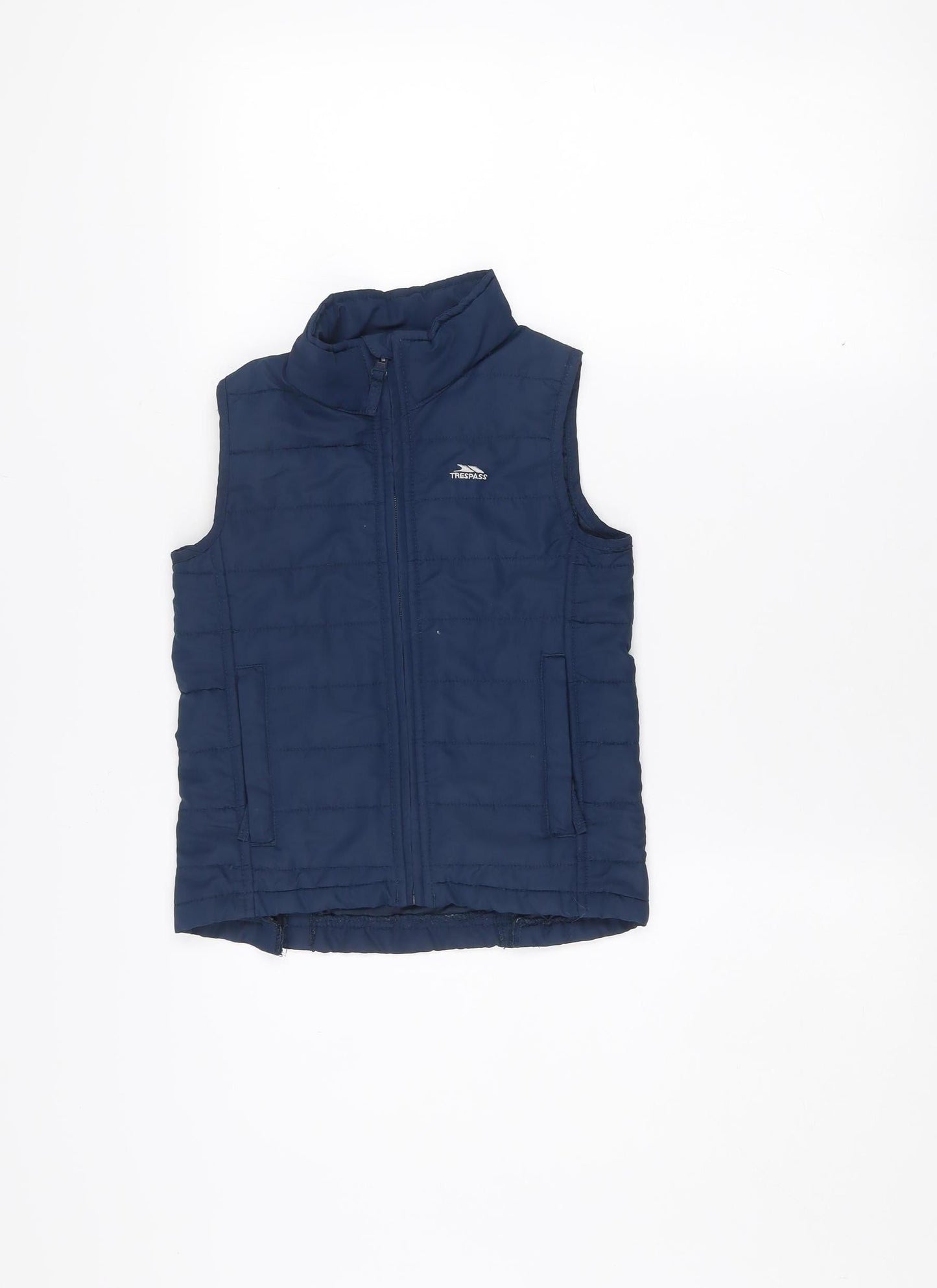Trespass Girls Blue Padded Bodywarmer 5-6 Years Polyester Zip Waistcoat