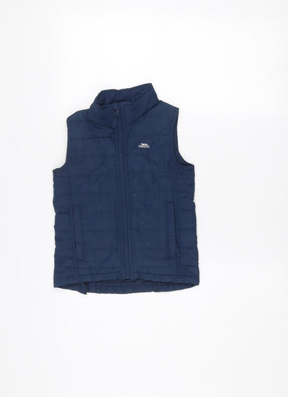 Trespass Girls Blue Padded Bodywarmer 5-6 Years Polyester Zip Waistcoat