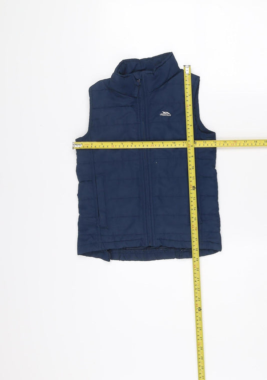 Trespass Girls Blue Padded Bodywarmer 5-6 Years Polyester Zip Waistcoat