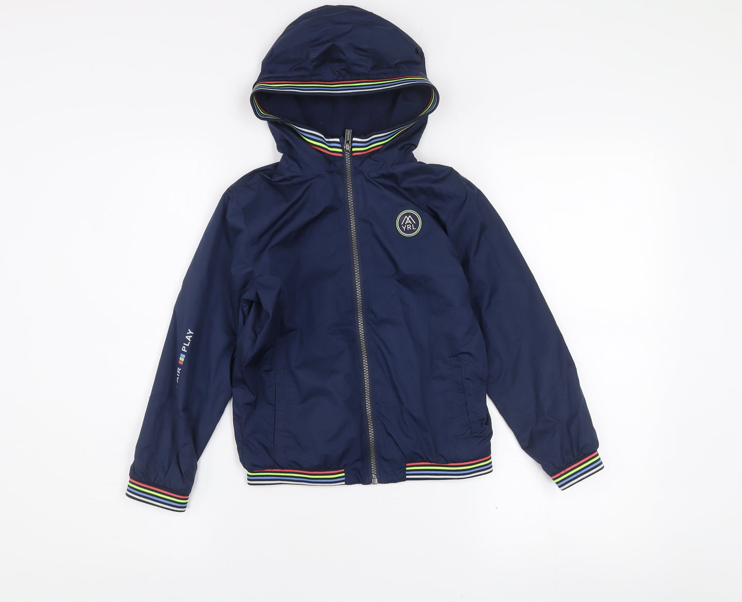Mayoral Girls Blue Hooded Bomber Jacket 7 Years Polyester Lined Zip-Up