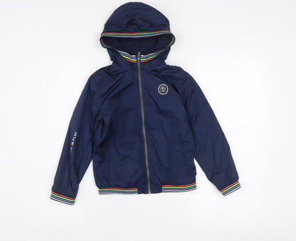 Mayoral Girls Blue Hooded Bomber Jacket 7 Years Polyester Lined Zip-Up