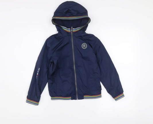 Mayoral Girls Blue Hooded Bomber Jacket 7 Years Polyester Lined Zip-Up