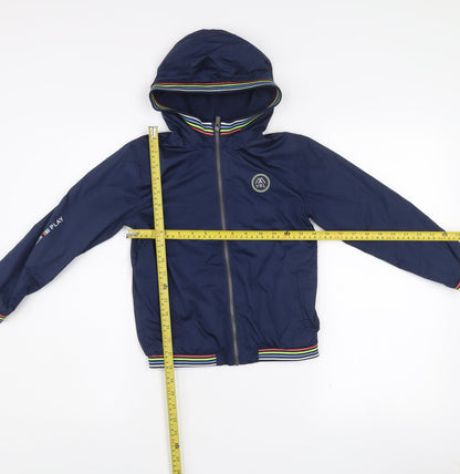 Mayoral Girls Blue Hooded Bomber Jacket 7 Years Polyester Lined Zip-Up