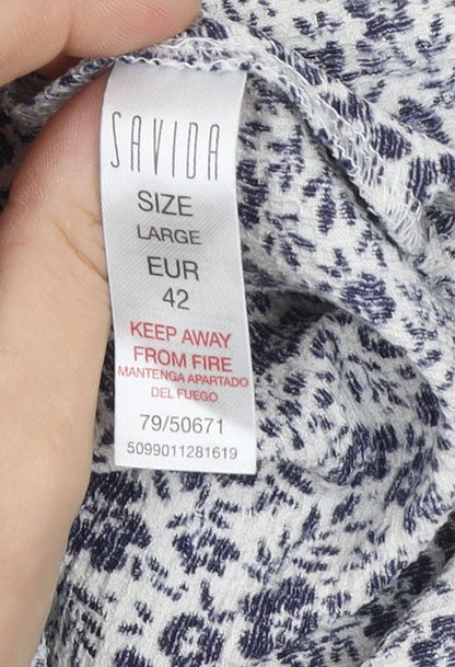 Savida Women Blue Floral Stretch Pencil Skirt Size 14