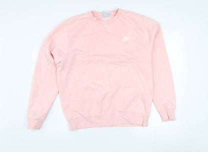 Nike Women Pink Cotton Pullover Sweatshirt Size S Crew Neck