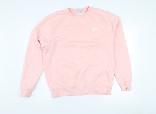Nike Women Pink Cotton Pullover Sweatshirt Size S Crew Neck