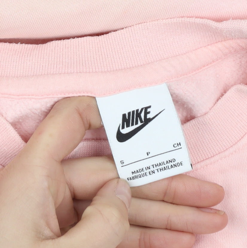 Nike Women Pink Cotton Pullover Sweatshirt Size S Crew Neck