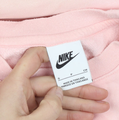 Nike Women Pink Cotton Pullover Sweatshirt Size S Crew Neck