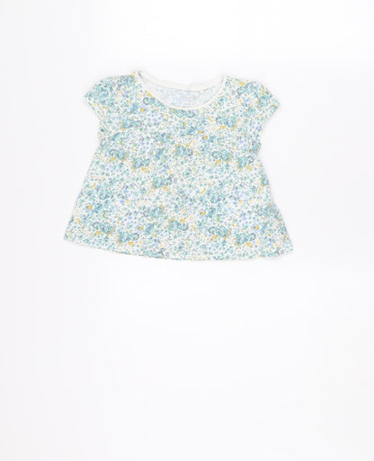 Next Girls Blue Floral Organic Cotton Sleeveless Top 1.5-2 Years