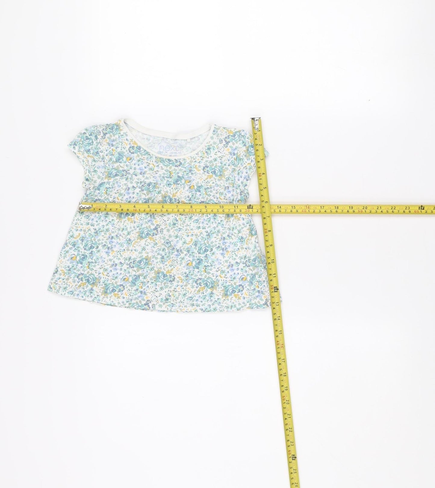 Next Girls Blue Floral Organic Cotton Sleeveless Top 1.5-2 Years