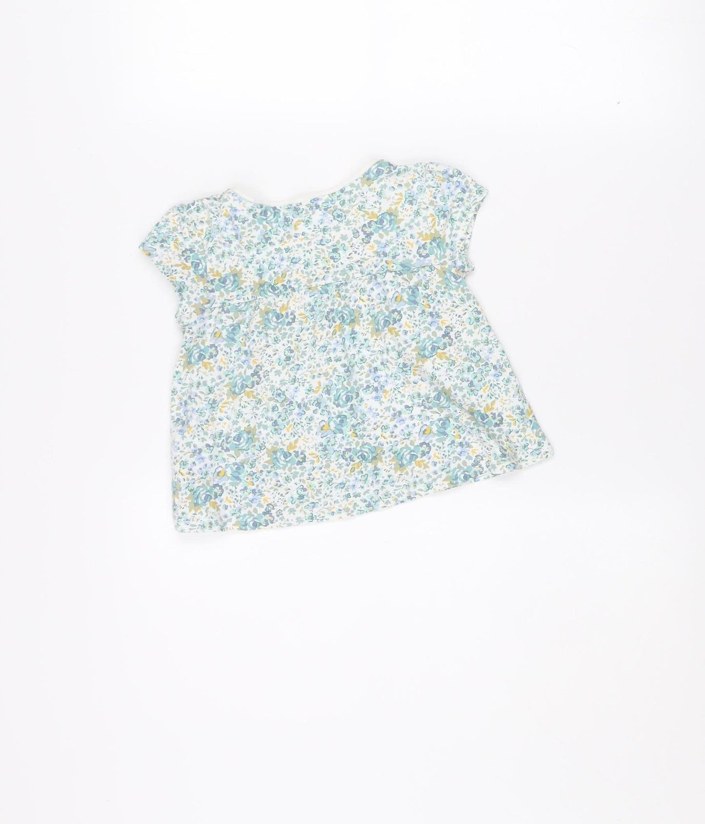 Next Girls Blue Floral Organic Cotton Sleeveless Top 1.5-2 Years