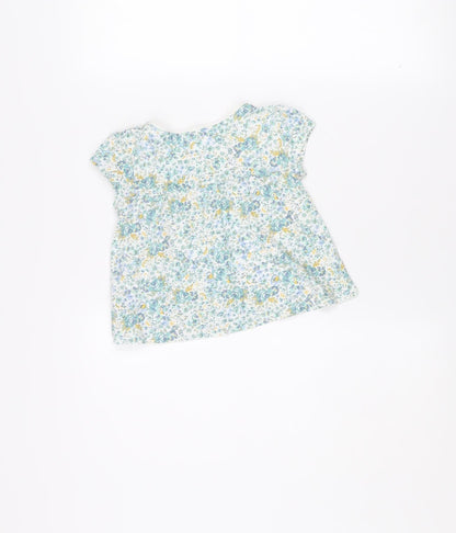 Next Girls Blue Floral Organic Cotton Sleeveless Top 1.5-2 Years