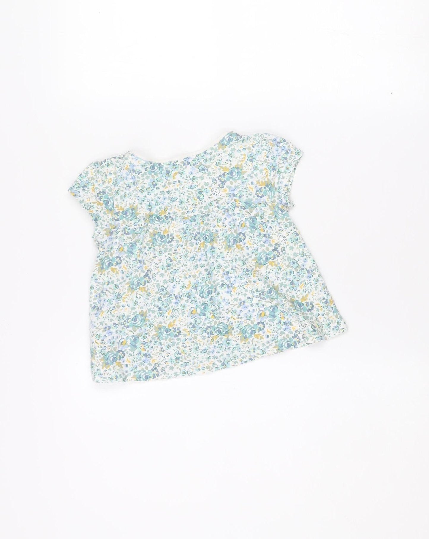 Next Girls Blue Floral Organic Cotton Sleeveless Top 1.5-2 Years