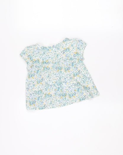 Next Girls Blue Floral Organic Cotton Sleeveless Top 1.5-2 Years