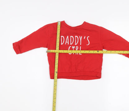 So Cute Girls Red Pullover Jumper 24 Months Daddy’s Girl Cotton Knit