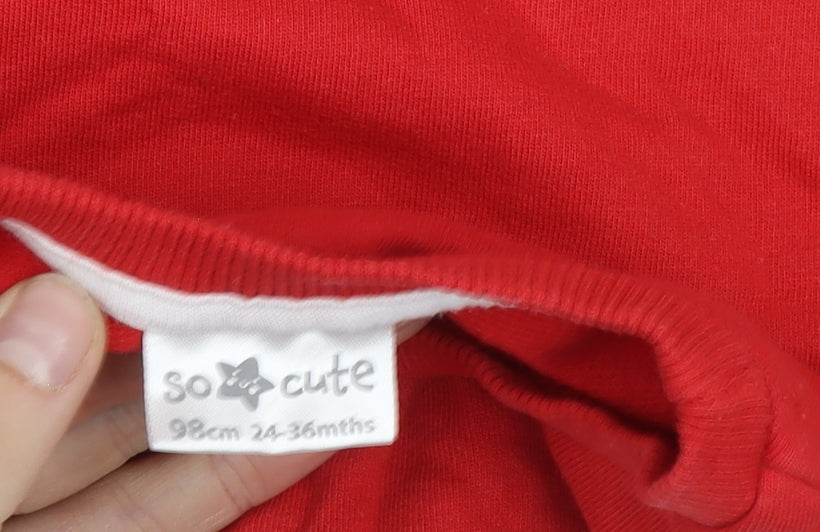 So Cute Girls Red Pullover Jumper 24 Months Daddy’s Girl Cotton Knit