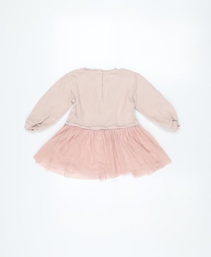 Next Girls Pink Bunny Tutu Dress 2 Years Long Sleeve Cotton Party Wear