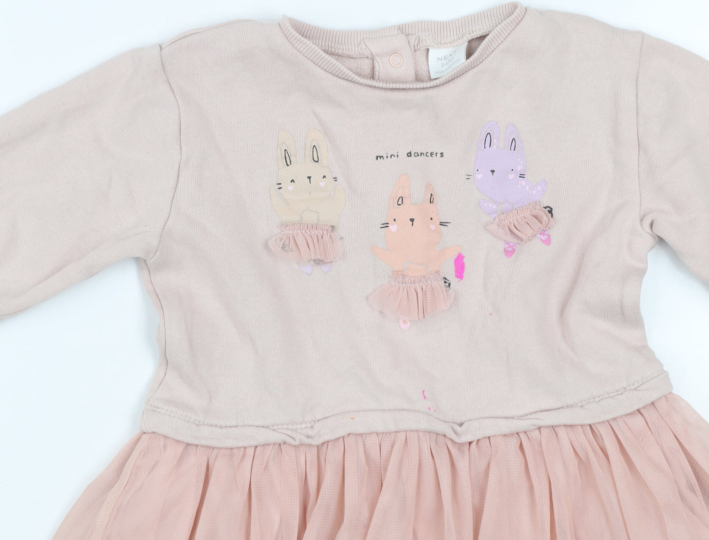 Next Girls Pink Bunny Tutu Dress 2 Years Long Sleeve Cotton Party Wear