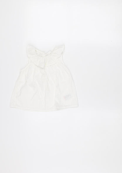 Next Girls White Cotton Sleeveless Blouse 18-24 Months Lightweight Summer Top
