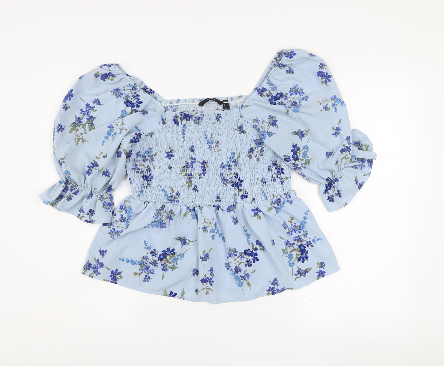 Vero Moda Women’s Blue Floral Puff Sleeve Tunic Blouse Size L