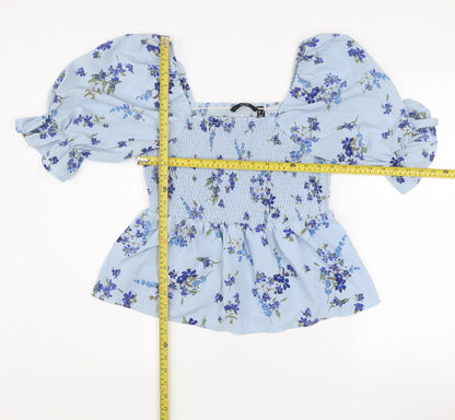 Vero Moda Women’s Blue Floral Puff Sleeve Tunic Blouse Size L