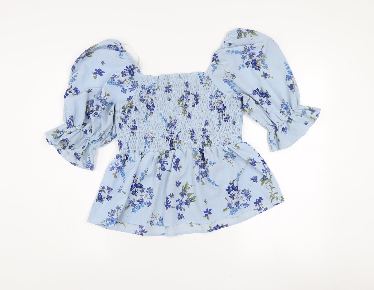 Vero Moda Women’s Blue Floral Puff Sleeve Tunic Blouse Size L