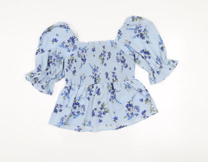 Vero Moda Women’s Blue Floral Puff Sleeve Tunic Blouse Size L