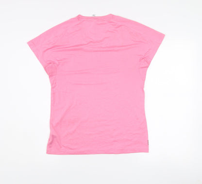 adidas Womens Pink V-Neck Short Sleeve Active T-Shirt M