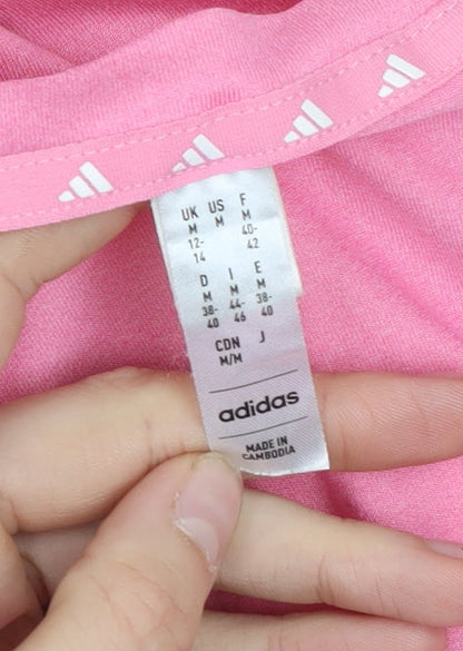 adidas Womens Pink V-Neck Short Sleeve Active T-Shirt M