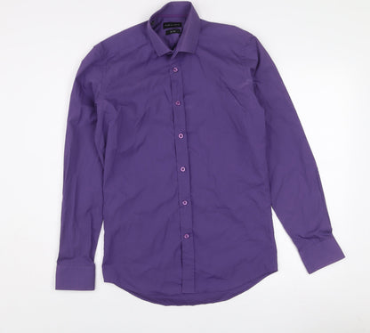 ADVISE Men's Purple Slim Fit Long Sleeve Button-Up Shirt 15 38in