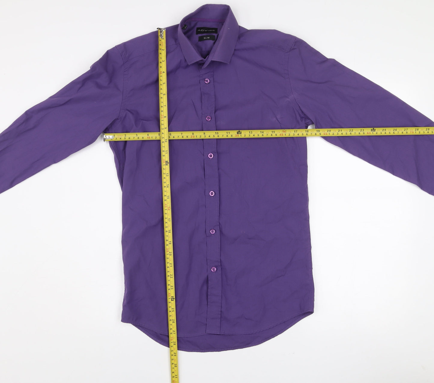 ADVISE Men's Purple Slim Fit Long Sleeve Button-Up Shirt 15 38in