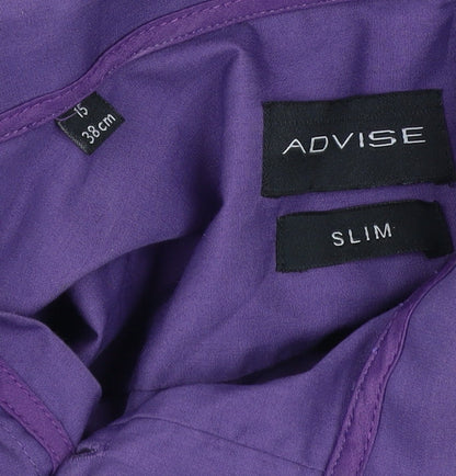 ADVISE Men's Purple Slim Fit Long Sleeve Button-Up Shirt 15 38in