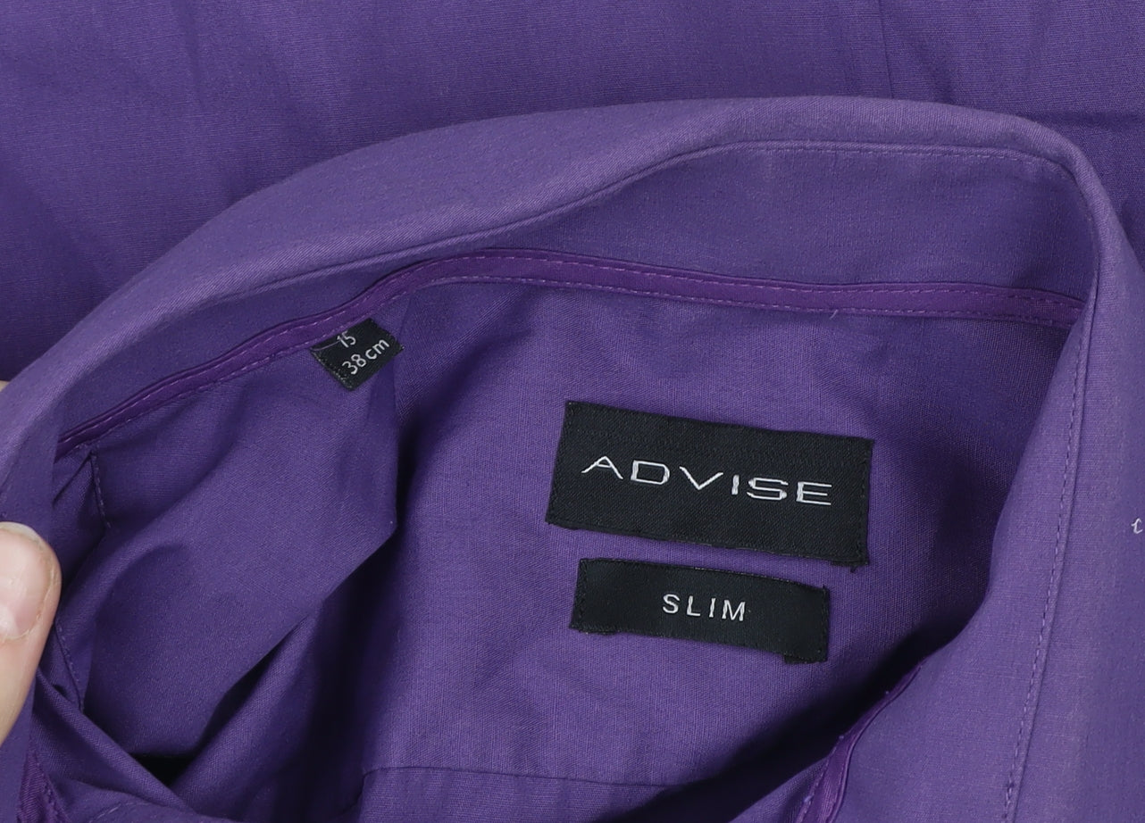 ADVISE Men's Purple Slim Fit Long Sleeve Button-Up Shirt 15 38in