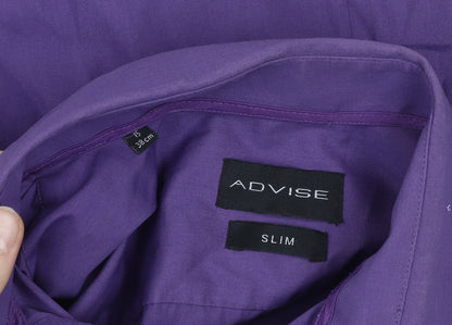 ADVISE Men's Purple Slim Fit Long Sleeve Button-Up Shirt 15 38in