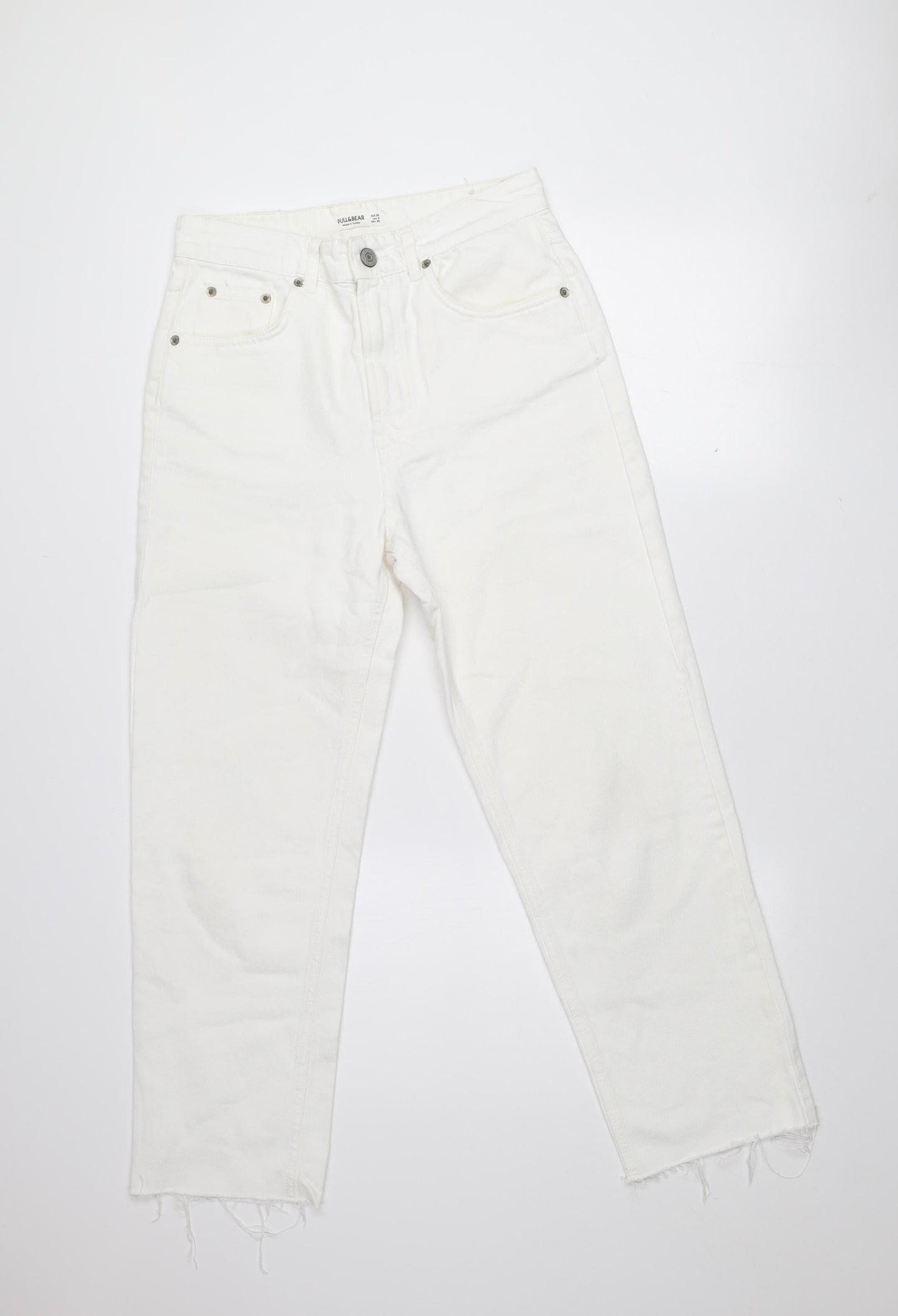 Pull & Bear Women's White Straight Regular Fit Jeans Size 10