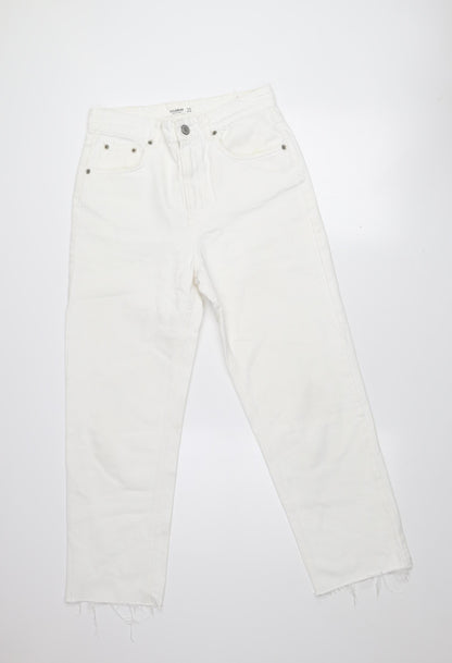 Pull & Bear Women's White Straight Regular Fit Jeans Size 10