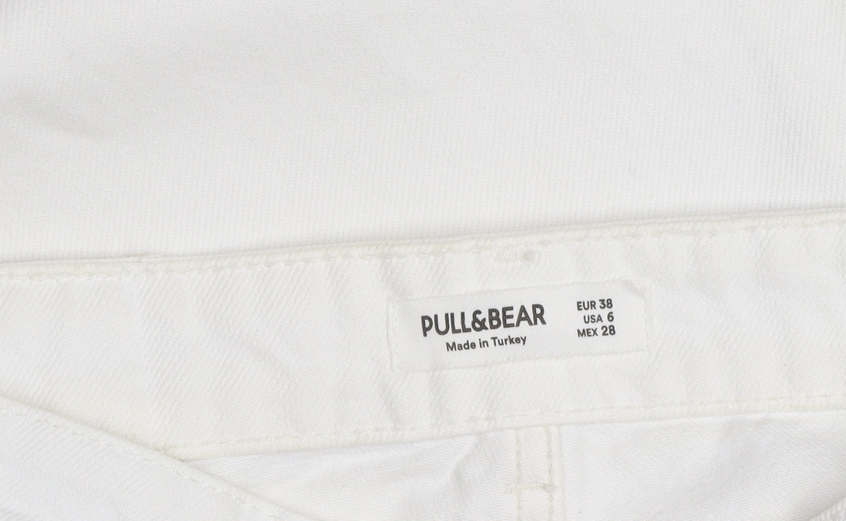 Pull & Bear Women's White Straight Regular Fit Jeans Size 10