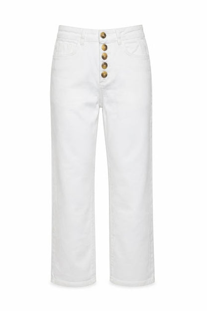 Savida Womens White Straight Leg Jeans Size 10 Mid Rise Stretch Denim