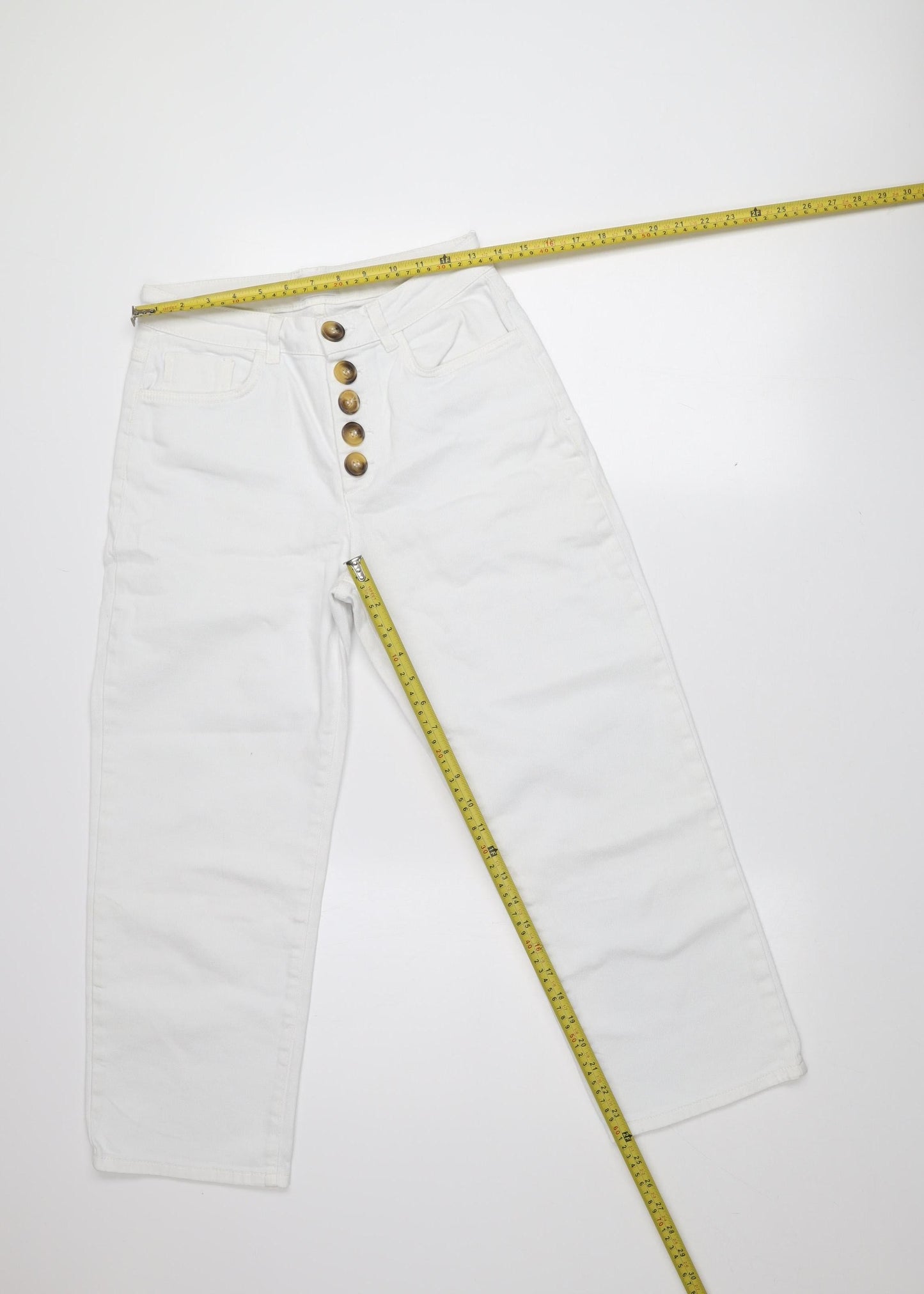 Savida Womens White Straight Leg Jeans Size 10 Mid Rise Stretch Denim