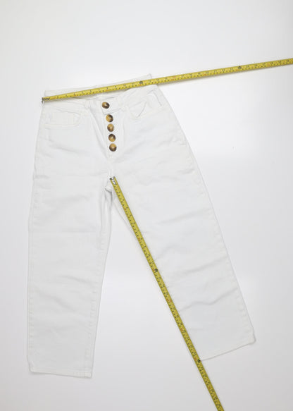 Savida Womens White Straight Leg Jeans Size 10 Mid Rise Stretch Denim
