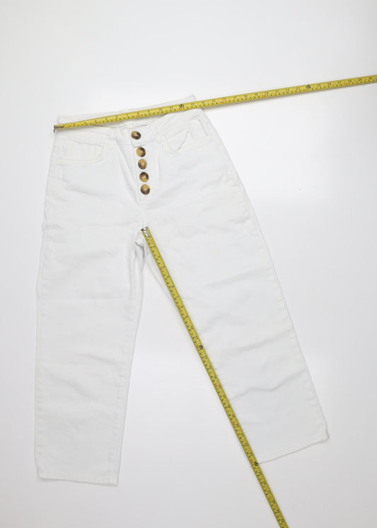 Savida Womens White Straight Leg Jeans Size 10 Mid Rise Stretch Denim