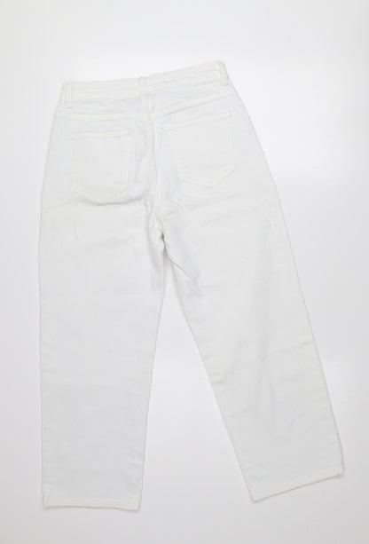 Savida Womens White Straight Leg Jeans Size 10 Mid Rise Stretch Denim