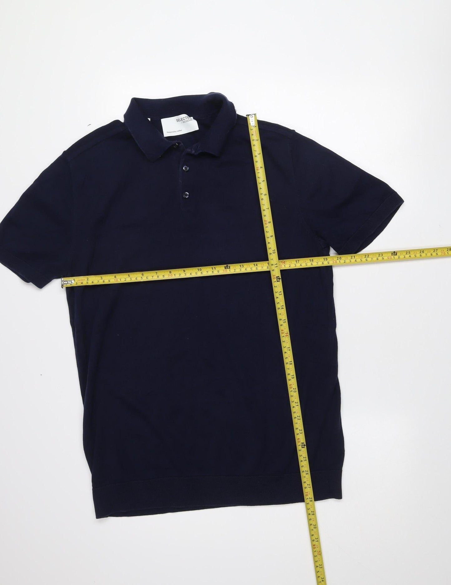 SELECTED HOMME Men's Blue Cotton Short Sleeve Polo Shirt XL