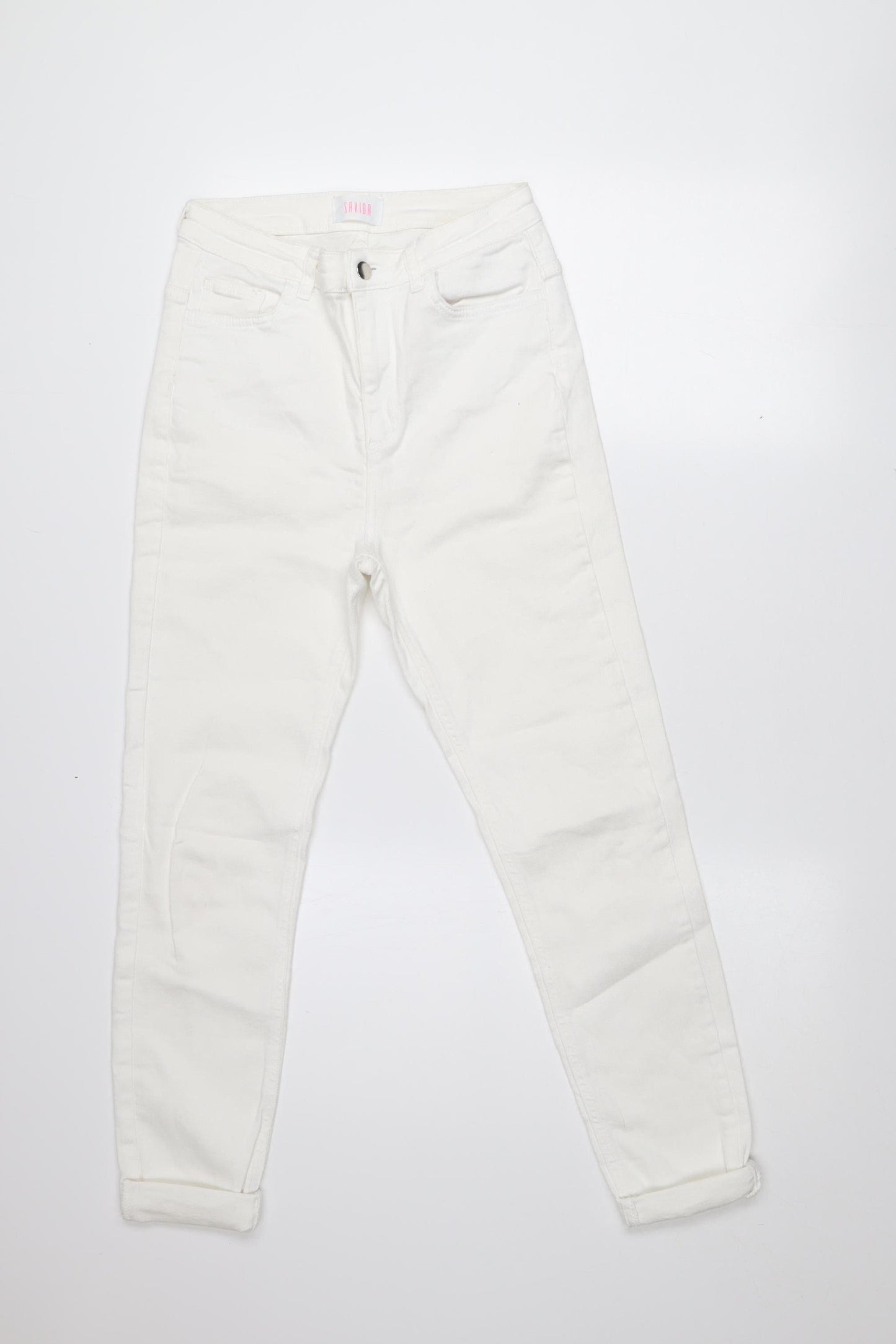 Savida Women White Skinny Slim Fit Stretch Denim Jeans Size 10